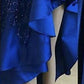 Royal Blue High Low Evening Party Dresses Sweetheart Beaded Lace Applique Ruffles Skirt Summer Occasion Prom Gowns  cg1995