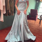Blue Off-the-shoulder Elegant A-Line Long Prom Dress Birthday Dress   cg25465