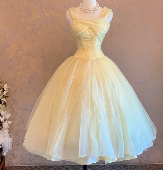 A Line Yellow Chiffon Birthday Outfit Short Prom Dress Homecoming Dress  cg26326