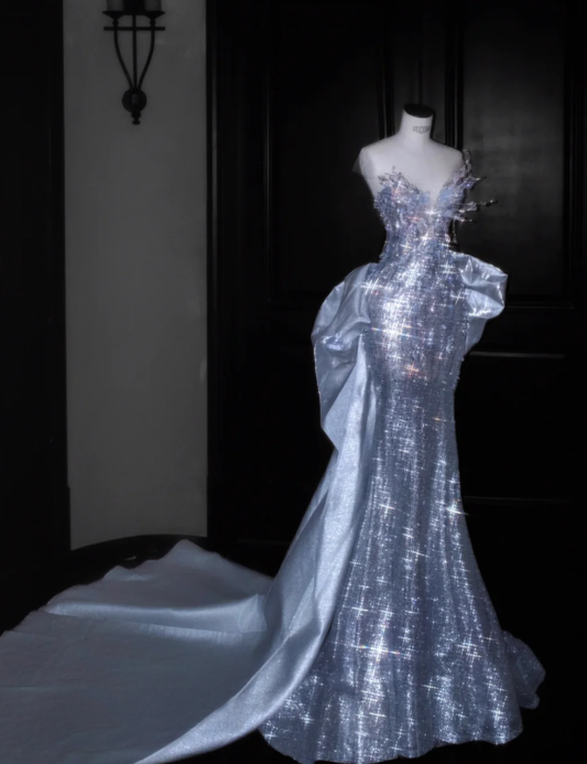 Luxurious Mermaid Prom Party Dress With Train Beading Evening Dress 21st Birthday Outfit cg26342