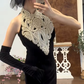 Pearls Black Mermaid Prom Party Dress Vintage Evening Gowns cg26367