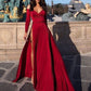 Charming Burgundy Off the Shoulder Long Sleeves Prom Dress With Slit cg1165