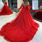 Elegant Red Tulle Ball Gown prom Dresses   cg15856