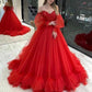 Elegant Red Tulle Ball Gown prom Dresses   cg15856