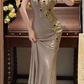 V Neck Mermaid Prom Party Dress With Flowers ，Classy Evening Dress  cg26307