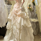 Elegant Vintage Wedding Dress Ivory Satin Prom Dresses cg26303