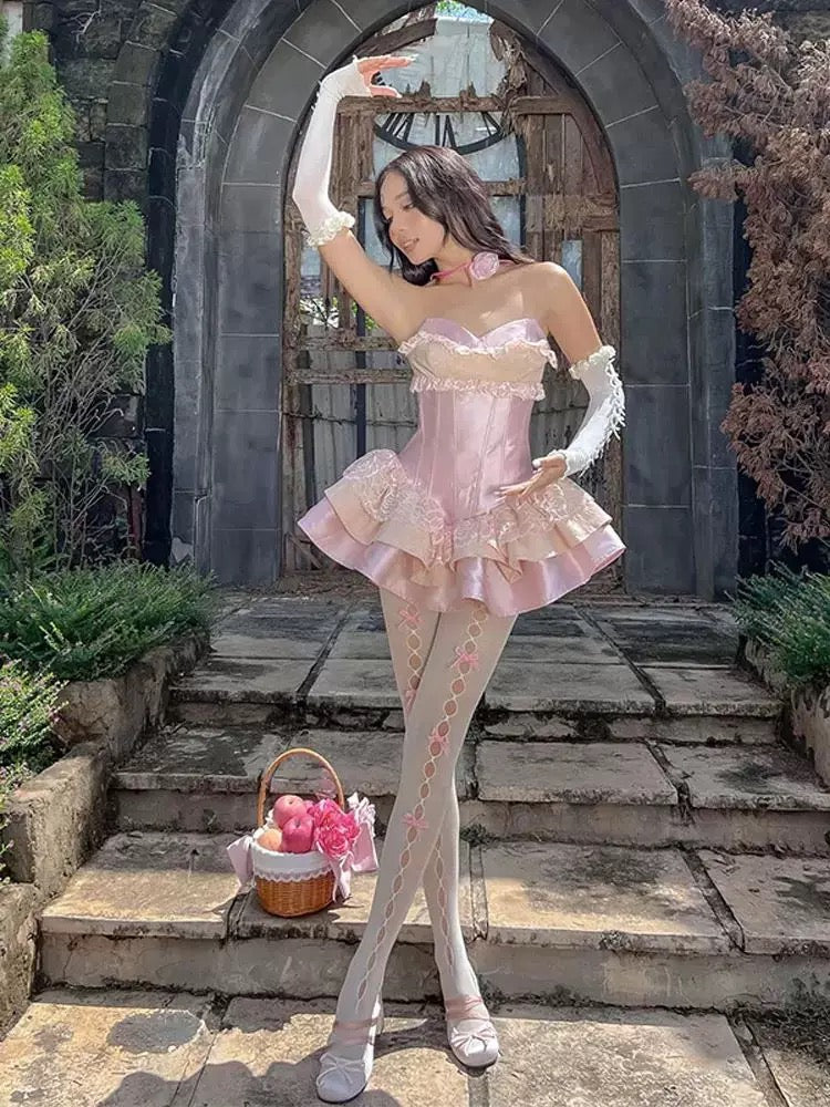 Pink Short Prom Dress with Lace Sweetheart Mini Birthday Party Dress     cg26078