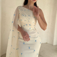 Pretty Asymmetrical One Shoulder Chiffon Mermaid Prom Dresses Column With Ruffle cg26155