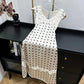 Lace Patchwork Satin Polka Dot A-Line Maxi Dress for Women Elegant Chic Birthday Party Outfit Evening Dress    cg25820