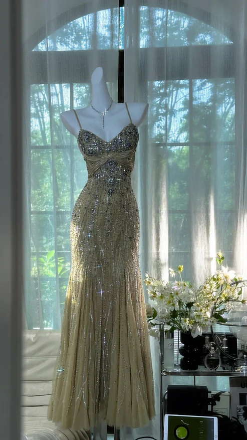 Straps Mermaid Tulle Beading Long Stunning Prom Dresses Elegant Formal Dresses cg26122