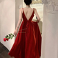 A Line Spaghetti Straps Red Ankle Length Evening Dress Prom Dresses Birthday Outfits cg26202
