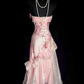 Unique Sheath Strapless Pink Tea Length Formal 7th Grade Homecoming Dresses Middle School Mid Length Prom Dress Hoco Outfits cg26230