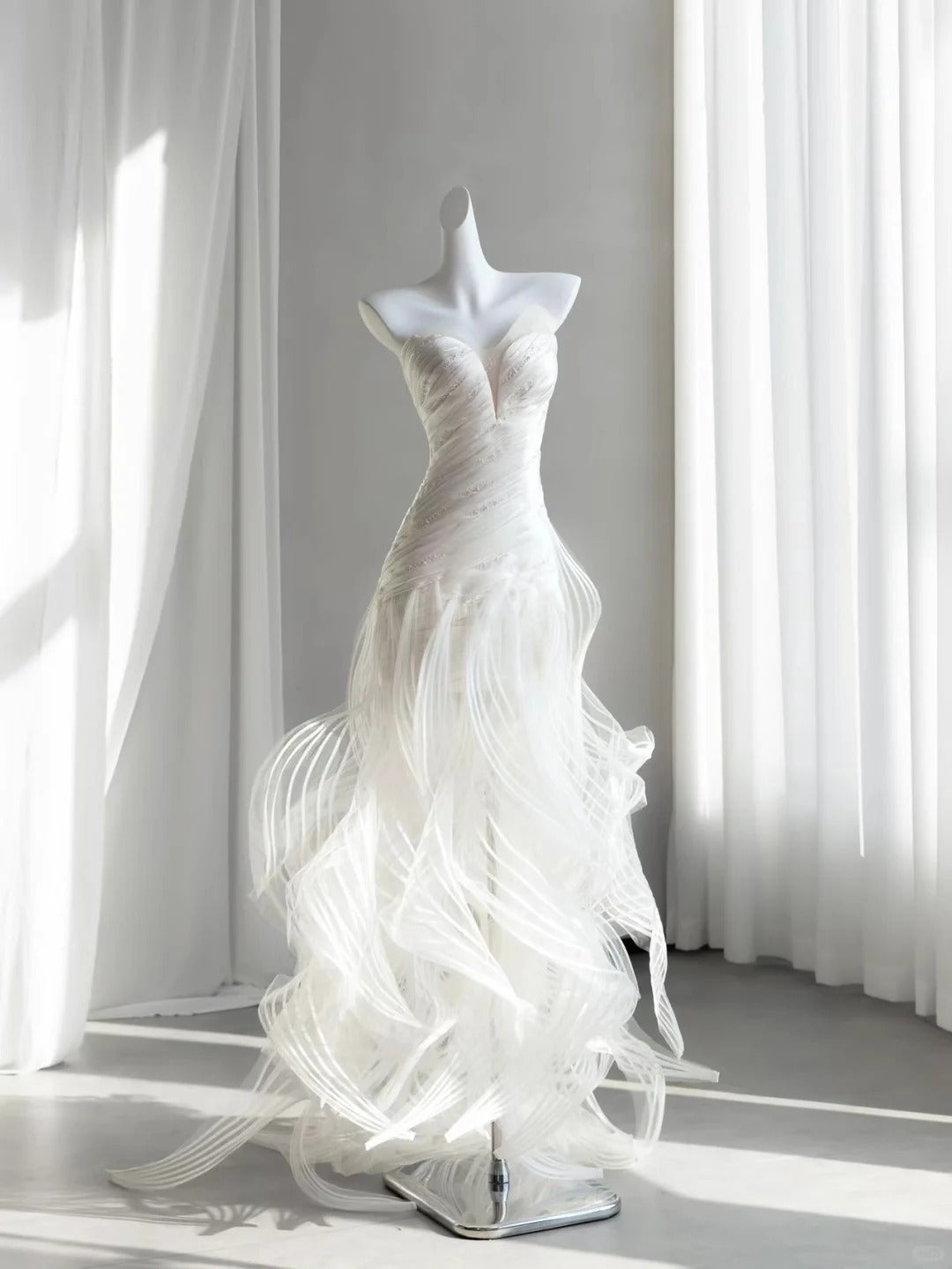Classy Wedding Dress White Mermaid Ruffles Bridal Gowns CY0001