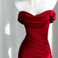 Charming Satin Prom Dress Red Mermaid Evening Dress CY0003