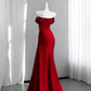 Charming Satin Prom Dress Red Mermaid Evening Dress CY0003