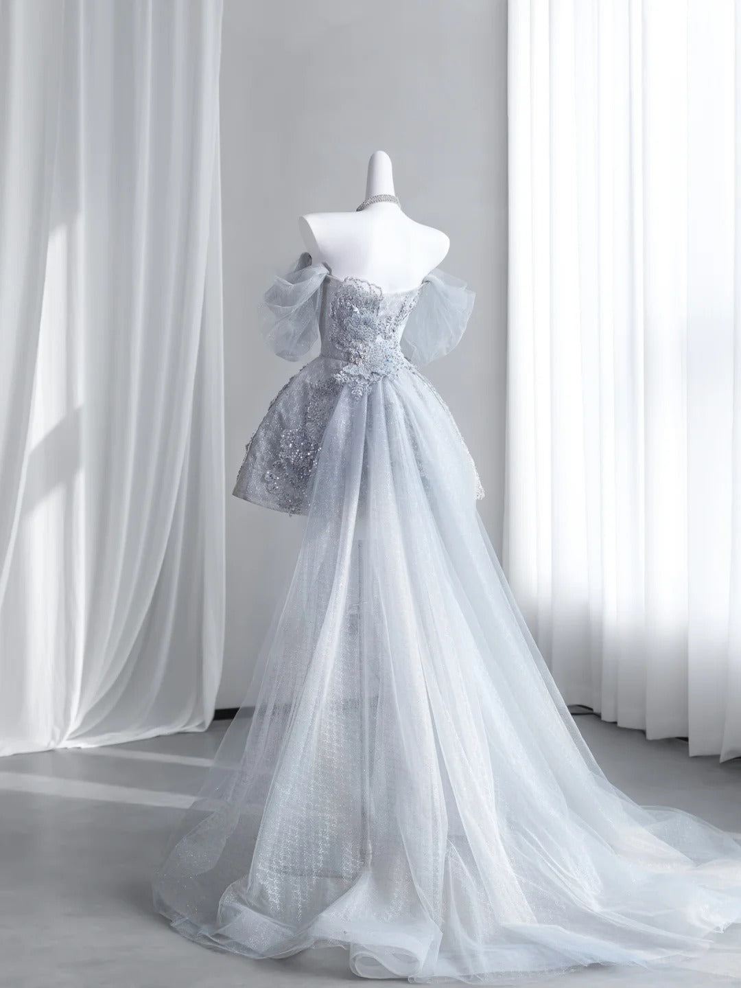 Gittering Light Blue Mini Dress Strapless Party Dress Sequins A-Line Homecoming Dress CY0006
