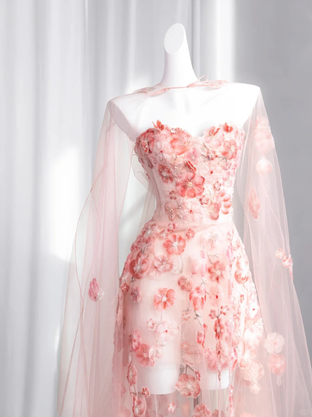 Sweet Pink Appliques Prom Dress Strapless Sequins A-Line Evening Dress CY0007