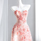 Sweet Pink Appliques Prom Dress Strapless Sequins A-Line Evening Dress CY0007