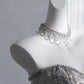 Ethereal Strapless Light Blue Prom Dress Beading Sequins Mermaid Evening Dress CY0008