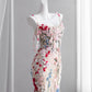 Dopamine Style Floral Pink Prom Dress Appliques Spaghetti Straps Mermaid Evening Dress CY0009