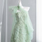 Vibrant Sequins Green Prom Dress Strapless A-Line Floral Evening Dress CY0012