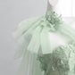 Vibrant Sequins Green Prom Dress Strapless A-Line Floral Evening Dress CY0012