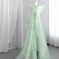 Vibrant Sequins Green Prom Dress Strapless A-Line Floral Evening Dress CY0012