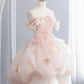 Cute Off-the-Shoulder Pink Sweet 16 Dress Appliques Sequins A-Line Party Dress CY0014