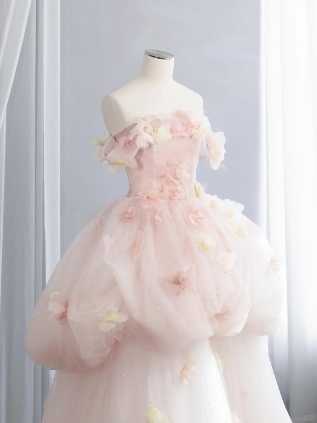 Cute Off-the-Shoulder Pink Sweet 16 Dress Appliques Sequins A-Line Party Dress CY0014