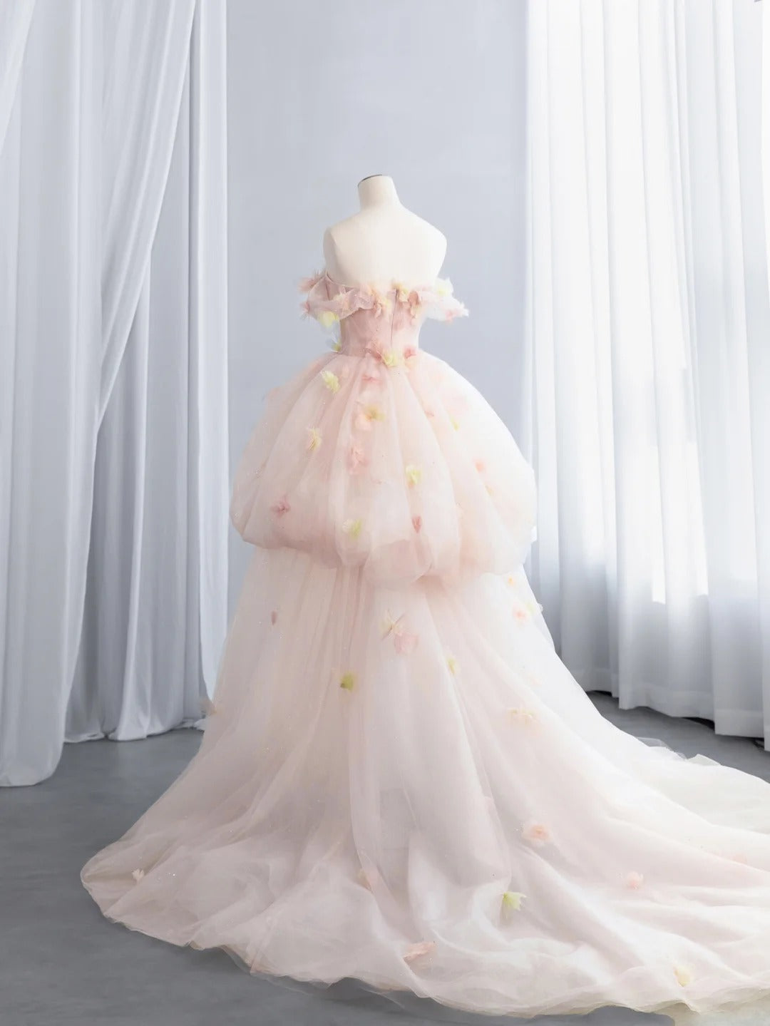 Cute Off-the-Shoulder Pink Sweet 16 Dress Appliques Sequins A-Line Party Dress CY0014