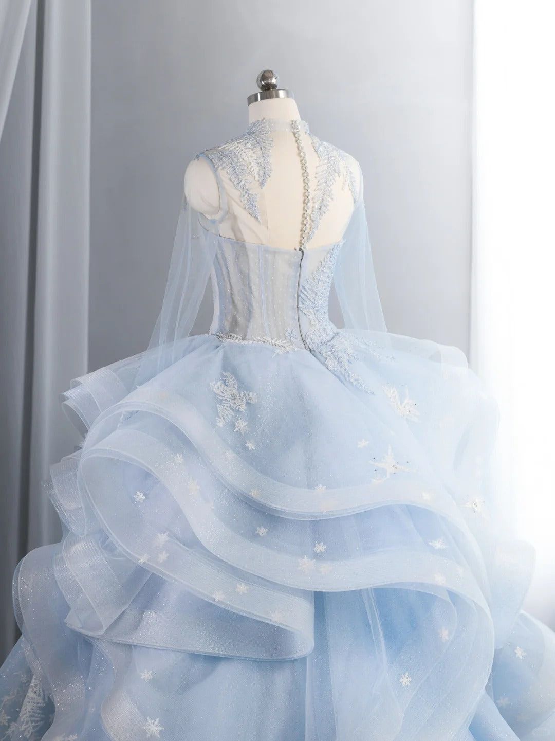 Vogue Strapless Blue Sweet 16 Dress Ruffles Appliques Sequins A-Line Party Dress CY0015