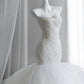 Alluring White Tulle Wedding Dress Strapless Mermaid Bridal Gowns CY0017
