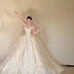 Glam Strapless A-Line Satin Wedding Dress Sequins Appliques Bridal Gowns CY0018