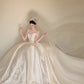 Glam Strapless A-Line Satin Wedding Dress Sequins Appliques Bridal Gowns CY0018