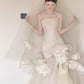 Boho-Style Long Sleeve Ivory Wedding Dress Tulle Mermaid Bridal Dress CY0022