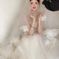 Boho-Style Long Sleeve Ivory Wedding Dress Tulle Mermaid Bridal Dress CY0022