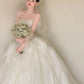 Romantic A-Line Ruffled Wedding Dress Ideas Strapless Sequins Bridal Gowns CY0023