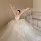 Luxury A-Line Wedding Dress Ideas Strapless Handmade Flowers Bridal Gowns CY0027