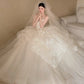 Luxury A-Line Wedding Dress Ideas Strapless Handmade Flowers Bridal Gowns CY0027