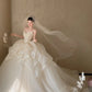Luxury A-Line Wedding Dress Ideas Strapless Handmade Flowers Bridal Gowns CY0027
