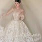 Delicate Appliques Tulle Wedding Dress Strapless A-Line Bridal Gowns CY0030