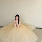 Enchanting Off-the-Shoulder Yellow Sweet 16 Dress Tulle A-Line Long Evening Gowns CY0031