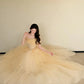 Enchanting Off-the-Shoulder Yellow Sweet 16 Dress Tulle A-Line Long Evening Gowns CY0031