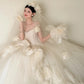 Lovely A-Line Handmade Flowers Wedding Dress Strapless Tulle Bridal Gowns CY0033