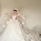 Lovely A-Line Handmade Flowers Wedding Dress Strapless Tulle Bridal Gowns CY0033