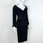 Trendy Cutout Sheath Black Homecoming Dress V Neck Long Sleeve Short Dress CY0037