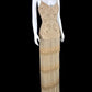 Attractive Spaghetti Straps Gold Prom Dress Tassel Sequins Evening Dress CY0040