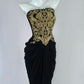 Fancy Strapless Black Prom Dress Ruched Appliques Sheath Evening Dress CY0043