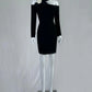 Playful Sheath Black Homecoming Dress Bow Floral Long Sleeve Short Dress CY0044