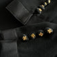 Playful Sheath Black Homecoming Dress Bow Floral Long Sleeve Short Dress CY0044